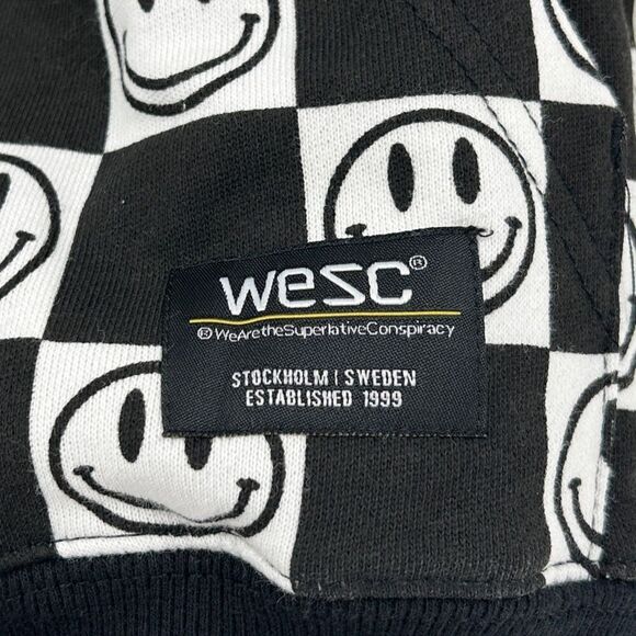Wesc Mike Checkerboard Smiley Face Pullover Hoodie Black Noir NWT XL - Picture 8 of 12